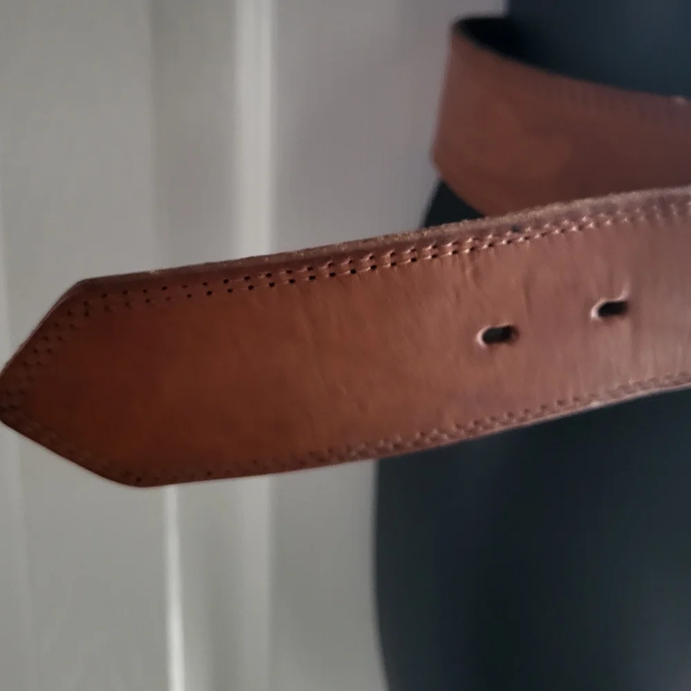 Conveyor women's belt tan cognac genuine leather brass buckle Italy